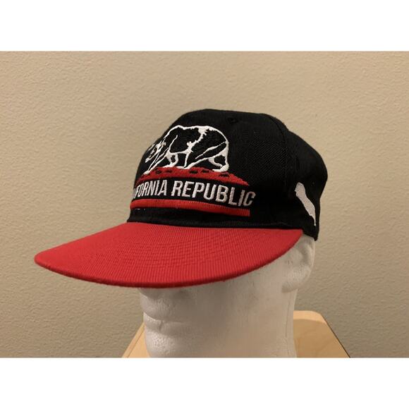California Republic Black Red Adjustable Snapback Hat Leader Of Gen Apparel LOGA - Picture 4 of 11